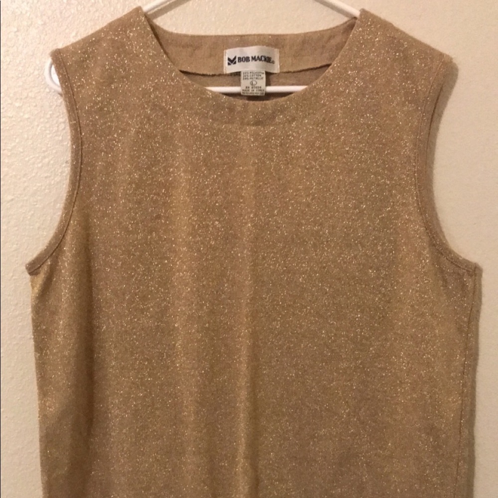 Bob Mackie gold shimmer top